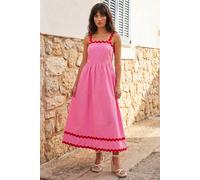 Roman Women's Cotton Ric Rac Midi Dress in Pink | Size: 18