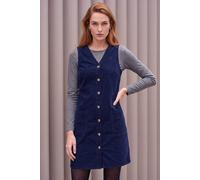 Roman Originals Cotton V-Neck Button Pocket Dress for Women UK - Ladies Everyday Autumn Winter V-Neckline Comfy Soft Evening Vacation Work Party Night Out - Navy - Size 12