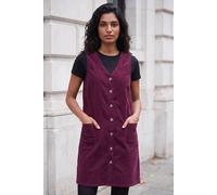 Roman Originals Cotton V-Neck Button Pocket Dress for Women UK - Ladies Everyday Autumn Winter V-Neckline Comfy Soft Evening Vacation Work Party Night Out - Port - Size 20