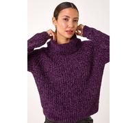 Roman Cowl Neck Chenille Knit Jumper for Women UK - Ladies Autumn Everyday Winter Holiday Long Sleeve Soft Warm Feel Comfy Chunky Top Office Desk Sweaters - Plum - Size 14