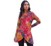 Roman Women's Cowl Neck Long Sleeve Tunic Ladies Lightweight Longline Patterned Top Blouse Snit Autumn Winter Work & Casual Smart Wear Going Out Party Loungewear
