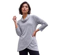 Roman Women's Cowl Neck Long Sleeve Tunic Ladies Lightweight Longline Patterned Top Blouse Snit Autumn Winter Work & Casual Smart Wear Going Out Party Loungewear - Petite Grey - Size 14