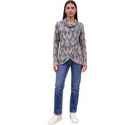 Roman Originals Women's Cowl Neck Long Sleeve Tunic Ladies Lightweight Longline Patterned Top Blouse Snit Autumn Winter Work & Casual Smart Wear Going Out Party Loungewear - Blue Multi - Size 16