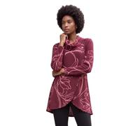 Roman Women's Cowl Neck Long Sleeve Tunic Ladies Lightweight Longline Patterned Top Blouse Snit Autumn Winter Work & Casual Smart Wear Going Out Party Loungewear - Burgundy - Size 14