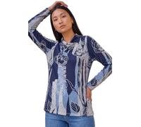 Roman Women's Cowl Neck Long Sleeve Tunic Ladies Lightweight Longline Patterned Top Blouse Snit Autumn Winter Work & Casual Smart Wear Going Out Party Loungewear