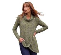 Roman Women's Cowl Neck Long Sleeve Tunic Ladies Lightweight Longline Patterned Top Blouse Snit Autumn Winter Work & Casual Smart Wear Going Out Party Loungewear