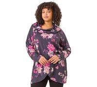 Roman Women's Cowl Neck Long Sleeve Tunic Ladies Lightweight Longline Patterned Top Blouse Snit Autumn Winter Work & Casual Smart Wear Going Out Party Loungewear