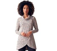 Roman Women's Cowl Neck Long Sleeve Tunic Ladies Lightweight Longline Patterned Top Blouse Snit Autumn Winter Work & Casual Smart Wear Going Out Party Loungewear