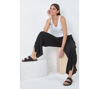 Roman Women's Crinkle Side Split Elastic Waist Trousers in Black | Size: 10 Roman Black 10