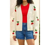 Roman Women's Crochet Cherry Knit Cardigan in Ivory | Size: 12 Roman Ivory 12