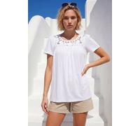 Roman Women's Crochet Panel Stretch Top in Ivory | Size: 10 Roman Ivory 10
