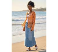 Roman Originals Crochet Tie Front Knit Cardigan for Women UK - Ladies Everyday Holiday Spring Summer V-Neckline Comfy Soft Evening Vacation Work Party - Orange - Size L