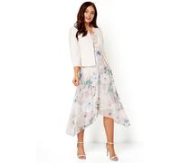 Roman Originals Cropped Bolero Jacket for Women UK Ladies Wedding Guests Shrug Jacquard Tailored Fitted Blazer Smart Work Formal Evening Short Round Collar 2 Pockets - Light-Pink - Size 20