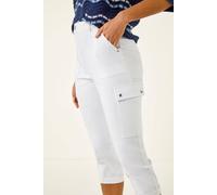 Roman Women's Cropped Cargo Stretch Trouser in White | Size: 10 Roman White 10