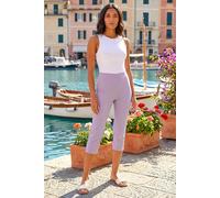 Roman Originals Cropped Trousers for Women UK Ladies Capri Leggings Summer Pants Short Crop Stretch 3/4 Length Three Quarter Pedal Pusher Clothes Elasticated Bengaline Cut Off - Lavender - Size 20