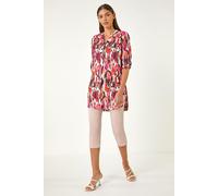 Roman Originals Cropped Trousers for Women UK Ladies Capri Leggings Summer Pants Short Crop Stretch 3/4 Length Three Quarter Pedal Pusher Clothes Elasticated Bengaline Cut Off - Stone - Size 12