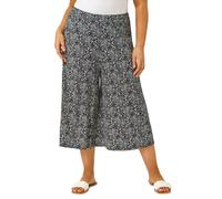 Roman Curve Abstract Spot Culotte for Women UK - Ladies Everyday Autumn Winter Comfy Soft Evening Vacation Work Party Night Out - Black Plus - Size 26