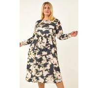 Roman Women's Curve Abstract Print Midi Dress in Black | Size: 16