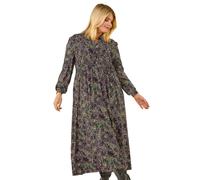 Curve Abstract Print Shirred Midi Dress Roman Purple 18