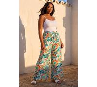 Roman Women's Curve Abstract Print Trousers in Blue | Size: 20