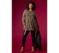 Roman Women's Curve Animal Frill Cuff Top in Natural | Size: 20 Roman Natural 20
