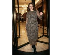 Roman Women's Curve Animal Print A-Line Stretch Dress in Natural | Size: 22/24