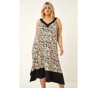 Curve Animal Print V-Neck Midi Dress Roman Black 20