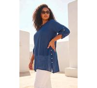 Roman Women's Curve Buttoned Side Asymmetric Top in Navy | Size: 20 Roman Navy 20
