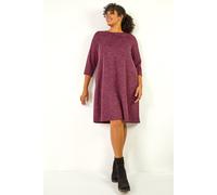 Roman Originals Tunic Dress with Pockets for Women UK Ladies Swing Fit & Flare Skater Slouch Stretchy Casual Smart Winter Jersey Pull On Relaxed Work Office 3/4 Long Sleeves - Wine Plus - Size 18