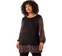 Roman Women's Curve Contrast Stretch Top in Black | Size: 16 Roman Black 16