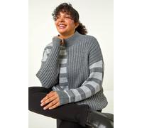 Curve Contrast Stripe High Neck Jumper Roman Grey 18