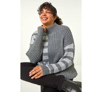 Curve Contrast Stripe High Neck Jumper Roman Grey 20