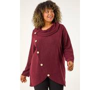 Curve Cowl Neck Button Wrap Top Roman Wine 26-28