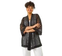 Roman Curve Crochet Knit Cardigan for Women UK - Ladies Everyday Holiday Spring Summer Comfy Soft Evening Vacation Work Party - Black Plus - Size 20