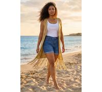Roman Women's Curve Crochet Knit Tassel Cardigan in Stone | Size: 18 Roman Stone 18