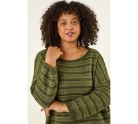 Roman Women's Curve Crochet Stripe Knit in Green | Size: 16