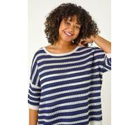 Curve Crochet Stripe Knit Top Roman Navy 20