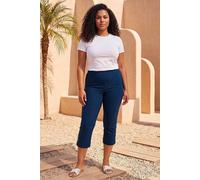 Roman Originals Plus Size Cropped Trousers for Women UK Ladies Curve Capri Leggings Summer Pants Short Crop Stretch 3/4 Length Three Quarter Pedal Pusher Clothes Elasticated - Midnight - Size 18