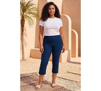 Roman Plus Size Cropped Trousers for Women UK Ladies Curve Capri Leggings Summer Pants Short Crop Stretch 3/4 Length Three Quarter Pedal Pusher Clothes Elasticated - Grey - Size 20