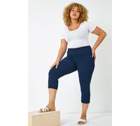 Roman Plus Size Cropped Trousers for Women UK Ladies Curve Capri Leggings Summer Pants Short Crop Stretch 3/4 Length Three Quarter Pedal Pusher Clothes Elasticated - Grey - Size 2224