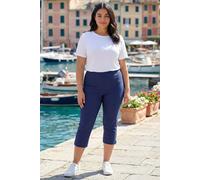 Roman Originals Plus Size Cropped Trousers for Women UK Ladies Curve Capri Leggings Summer Pants Short Crop Stretch 3/4 Length Three Quarter Pedal Pusher Clothes Elasticated - Navy Blue - Size 18