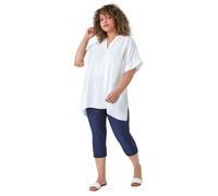 Roman Originals Plus Size Cropped Trousers for Women UK Ladies Curve Capri Leggings Summer Pants Short Crop Stretch 3/4 Length Three Quarter Pedal Pusher Clothes Elasticated - Navy Blue - Size 22