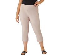 Roman Originals Plus Size Cropped Trousers for Women UK Ladies Curve Capri Leggings Summer Pants Short Crop Stretch 3/4 Length Three Quarter Pedal Pusher Clothes Elasticated - Taupe - Size 30