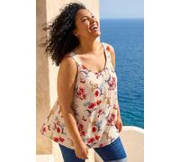 Roman Women's Curve Ditsy Floral V-Neck Top in Beige | Size: 20 Roman Beige 20