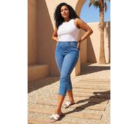Roman Originals Cropped Jeggings for Women UK Ladies Capri Stretchy Jeans Denim Legging Cotton Summer Trouser Three Quarter 3/4 Length Pull On Cut Off High Waist Smart - Denim Plus - Size 20
