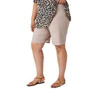 Roman Curve Elastic Waist Turn Hem Stretch Shorts for Women UK - Ladies Everyday Holiday Spring Summer Comfy Soft Evening Vacation Work Party - Natural - Size 30