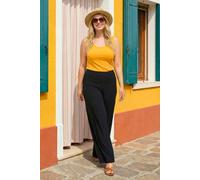 Roman Originals Wide Leg Trousers for Women UK Ladies Palazzo Pants Evening Jersey Elasticated High Waist Smart Flared Culotte Office Work Going Out Loose Crepe Bottoms - Plus Black - Size 20