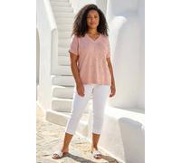 Roman Women's Curve Faux Pearl Embellished Top in Pink | Size: 26/28