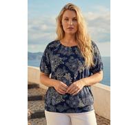 Roman Women's Curve Floral Bardot Top in Navy | Size: 30/32