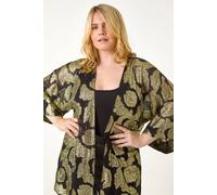 Curve Floral Foil Print Kimono Roman Gold 20
